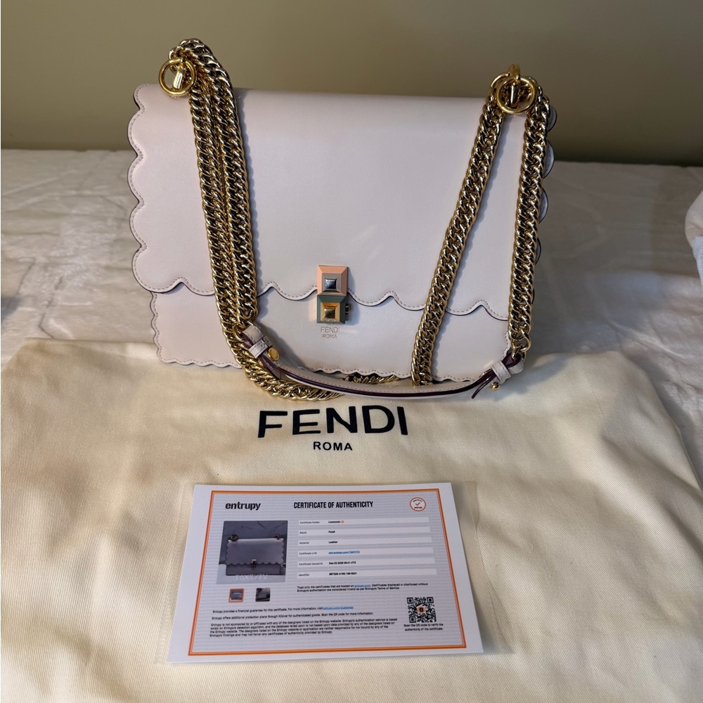 Fendi Kan I Beige Leather Bag